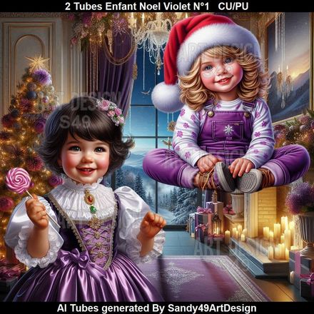 SAD - 2 Tubes Enfant Noel Violet N°1