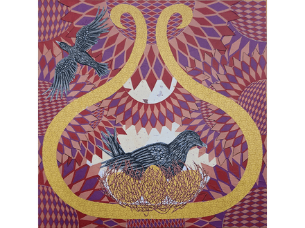 Delusional Nesting original collage on canvas