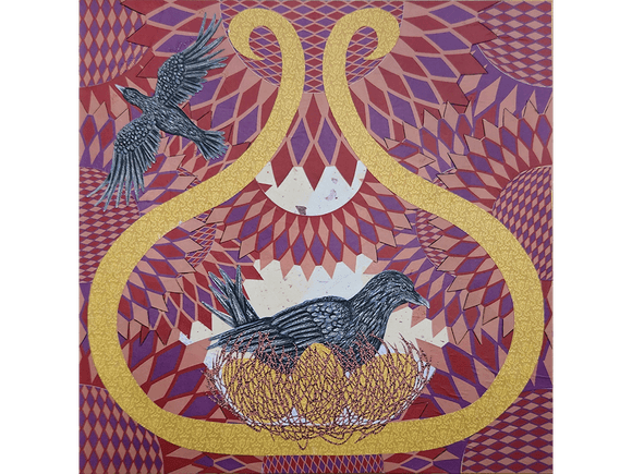 Delusional Nesting original collage on canvas