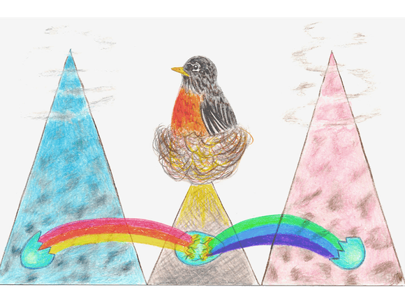 Rainbow Robin giclee fine art print