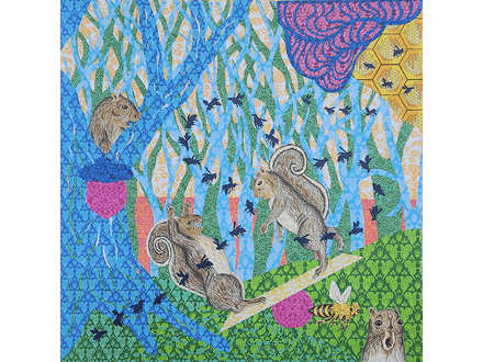 Teeter Totter original collage on canvas