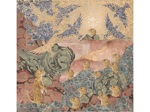 Prairie Dog Proliferation original collage on canvas