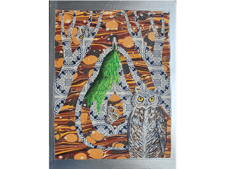 Great Horned Owls original drawing on panel