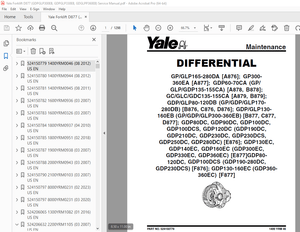 Yale Forklift D877 (GDPGLP300EB, GDPGLP330EB, GDGLPP360EB) Service Manual PDF