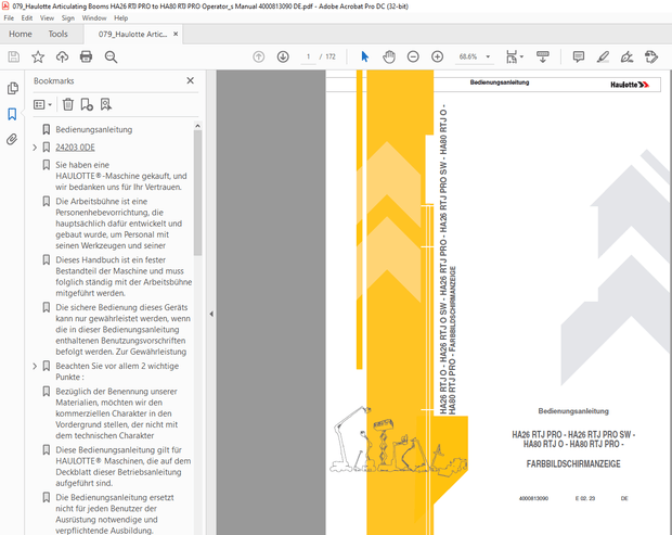 Haulotte Forklift HA26 RTJ PRO – HA26 RTJ PRO SW Bedienungsanleitung – PDF DOWNLOAD