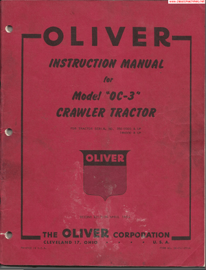 Oliver Oc3 Oc 3 Crawler Tractor Operator Owner Maintenance Manual – DOWNLOAD