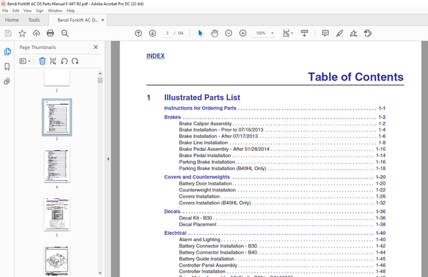 Landoll Bendi AC/DS DuraSteer™ Articulated Counterbalance Parts Manual – PDF DOWNLOAD
