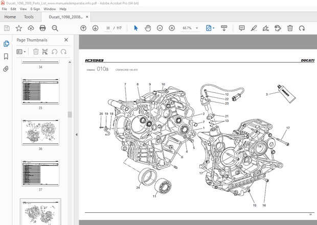 Ducati Superbike 1098_2008 Parts Manual PN 91512631B - PDF DOWNLOAD 