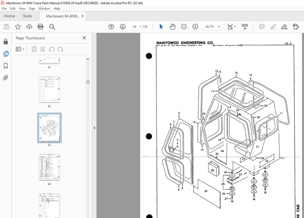 Manitowoc Traditional Crane M-80W Parts Manual SN 810004 PDF