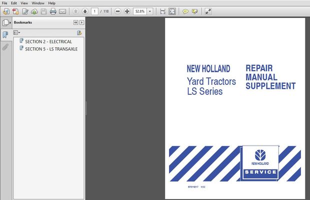New Holland Yard Tractor LS Series Supplement Service Repair Manual (87014217) – NH LS Series