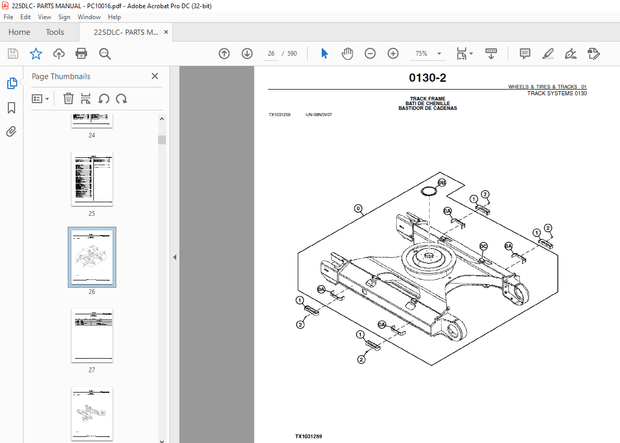 John Deere 225DLC Excavator Parts Manual PC10016 - PDF DOWNLOAD