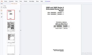 John Deere 250D &amp; 300D Series II Articulated Dump Truck Repair Technical Manual TM12404 - PDF 