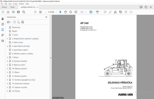 AMMANN AP 240 PNEUMATIKOVÝ VÁLEC DÍLENSKÁ PŘÍRUČKA 3001576 PDF