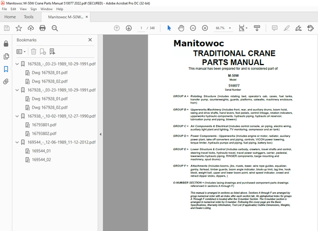 Manitowoc Traditional Crane M-50W Parts Manual – PDF DOWNLOAD