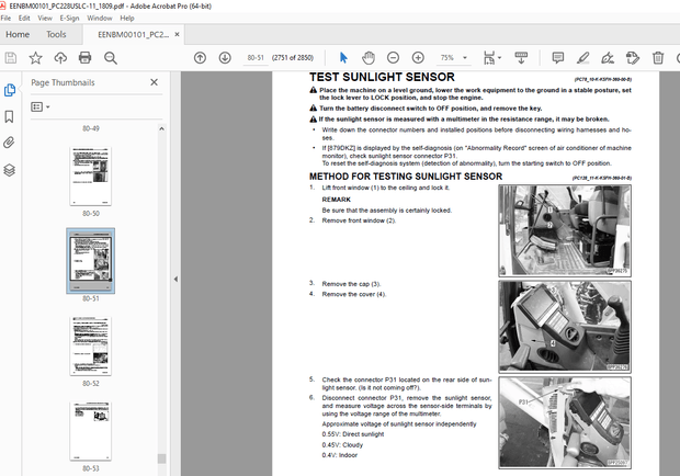 Komatsu PC228USLC-11 Hydraulic Excavator Repair Service Manual EENBM00101 -  PDF DOWNLOAD