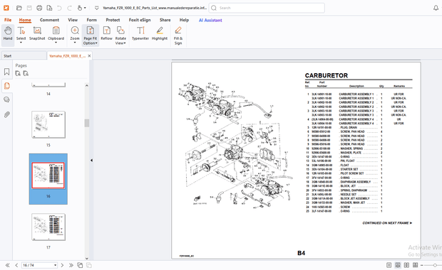 Yamaha Genuine FZR1000E_EC Motorcycle Parts Manual - PDF DOWNLOAD