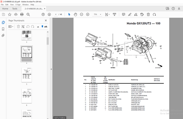 AMMANN HONDA GX120UT2 PETROL ENGINE PARTS MANUAL PDF
