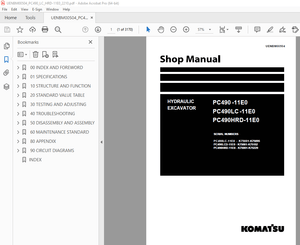 Komatsu PC490-11E0 PC490LC-11E0 PC490HRD-11E0 Hydraulic Excavator Service Repair Workshop Manual PDF