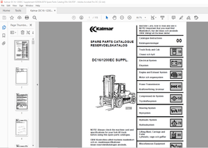 Kalmar Forklift DC16-1200EC Supplement Spare Parts Catalogue Manual 920936.0076 – PDF DOWNLOAD