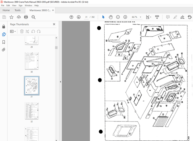 Manitowoc Traditional Crane 3900 Parts Manual SN 39633 PDF