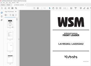 Kubota LA1953AU LA2253AU Front Loader Workshop Manual – PDF DOWNLOAD