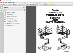  Genie V-2470 V-2470RT Vertical Lifts Servies And  Part Manual - PDF DOWNLOAD 