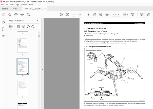 Maeda MC-285C MINI-CRAWLER CRANE OPERATION MANUAL – PDF DOWNLOAD