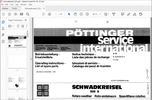 Pottinger Tractor SCHWADKREISEL 522 S Operating Instructions List of spare parts Manual – PDF 
