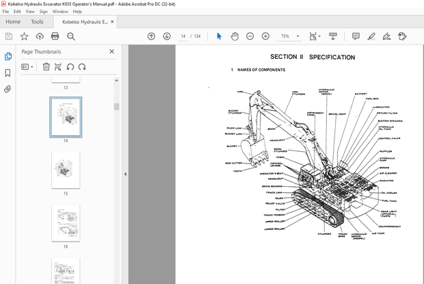 Kobelco K935 Hydraulic Excavator Operator’s Manual – PDF  DOWNLOAD