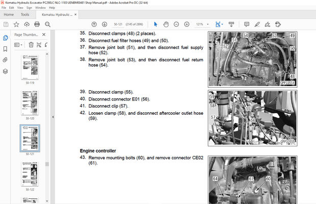 Komatsu PC290-11E0 PC290LC-11E0 PC290NLC-11E0 Hydraulic Excavator Shop Manual UENBM00481 – PDF 