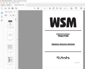 Kubota Tractor M6800 M8200 M9000 Workshop Manual – PDF DOWNLOAD