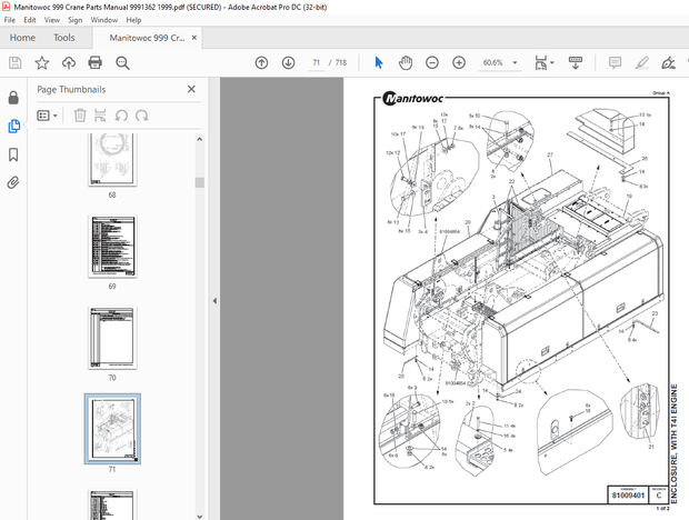 Manitowoc Traditional Crane 999 Parts Manual SN 9991362 – PDF DOWNLOAD