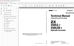Hitachi ZX 250LC-7 250LCN-7 Hydraulic Excavator Operational Technical Manual PN:TODFY50 - PDF DOWNLO