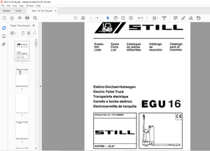Still EGU16 Electric Pallet Truck Spare Parts List Manual – PDF DOWNLOAD