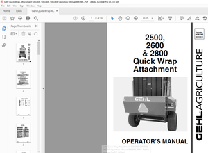 Gehl Quick Wrap Attachment QW2500, QW2600, QW2800 Operators Manual 909798C – PDF DOWNLOAD