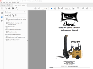 Bendi Landoll AC Series 6 Forklift Maintenance Manual F-857-0119 – PDF DOWNLOAD
