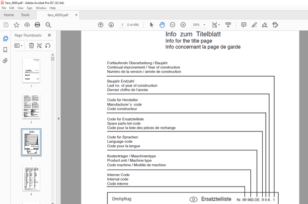 Pottinger Tractor FARO 4000 Spare Parts Manual – PDF DOWNLOAD
