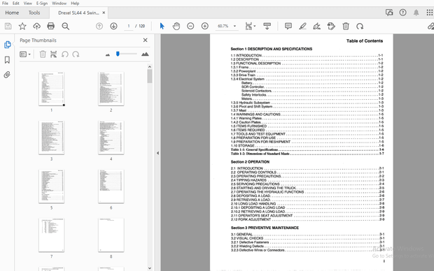 Drexel SL44/4 SwingMast Lift Truck Parts Manual 942390 - PDF DOWNLOAD