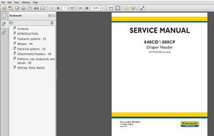 New Holland 840CD 880CF Draper Header Service Repair Manual (48144012)