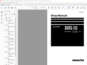 Komatsu D51EX -24E0 D51PX-24E0 Bulldozer Shop Manual SEN06886-03 – PDF DOWNLOAD