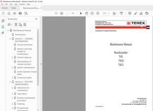 Terex Reachstacker T45 T45X T45S Maintenance Manual - PDF DOWNLOAD