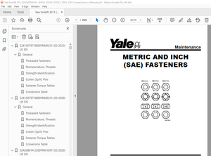 Yale Forklift J813 (GLPGDP40VX5, 40VX6, 45VX6, 45SVX5, 50VX, 55VX Europe) Service Manual PDF