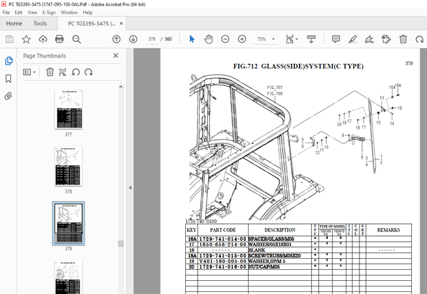 Iseki TG5395,5475 Tractor Parts Manual (1747-095-100-0A) - PDF DOWNLOAD