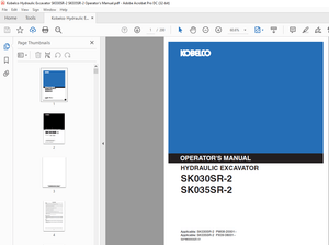 Kobelco SK030SR-2 SK035SR-2 Hydraulic Excavator Operator’s Manual – PDF DOWNLOAD