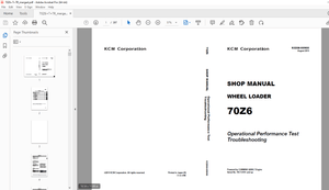 KCM 70Z6 WHEEL LOADER Serial No.70C7-0101 and up P.NO.93208-00900 Shop Manual - PDF DOWNLOAD