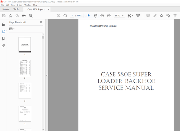 Case 580E Super Backhoe Loader Service Manual - PDF DOWNLOAD