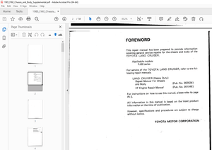 Toyota Land Cruiser FJ60 1985 Chassis &amp; Body (Supplement) Repair Manual - PDF DOWNLOAD