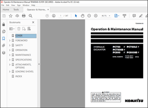 Komatsu PC750 -7 PC750LC-7 PC750SE-7 PC800 -7 PC800SE-7 Operator &amp; Maintenance Manual – PDF DOWNLOAD