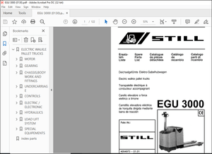 Still Electric walkie pallet trucks EGU 3000 Spare Parts List Manual – PDF DOWNLOAD