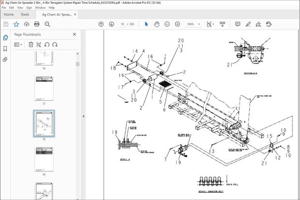 Ag Chem Air Spreader 2-Bin &amp; 4-Bin Terragator System Repair Time Schedule Manual_AG331629A – PDF 